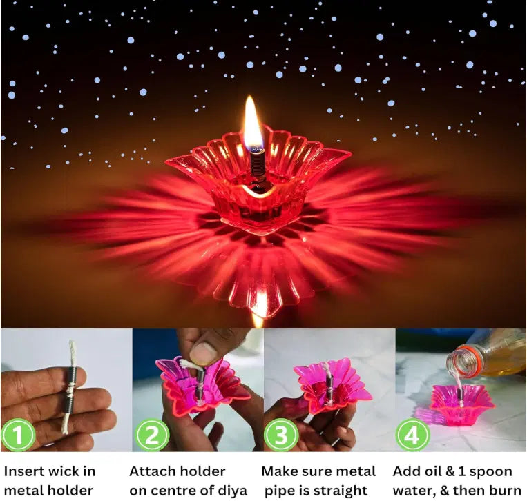 3D Colorful Reflection Diyas (Pack of 10)