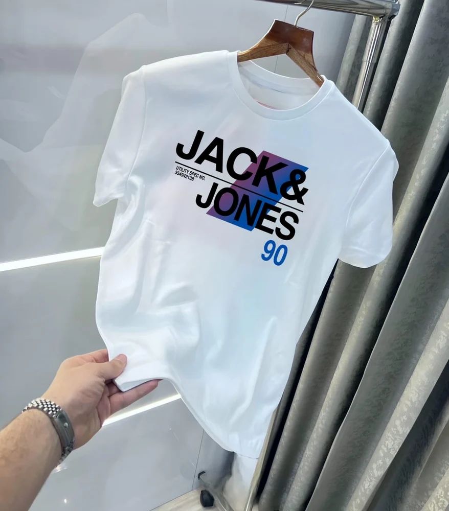 Jack & Jones White Men's Printed Round-Neck T-Shirt