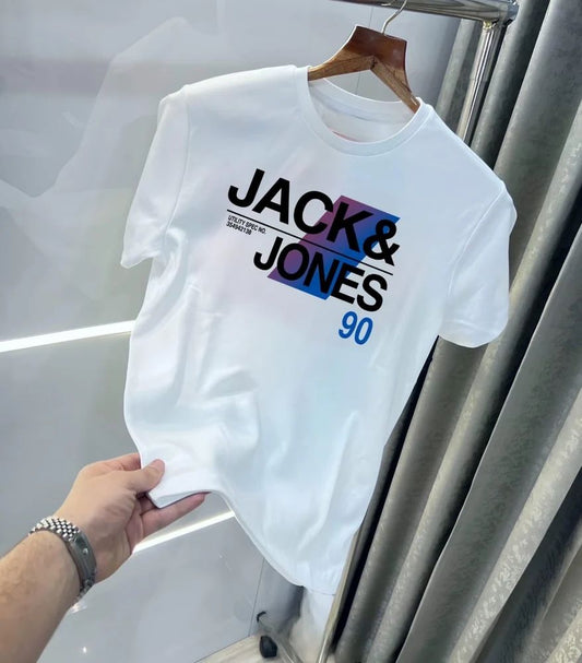Jack & Jones White Men's Printed Round-Neck T-Shirt