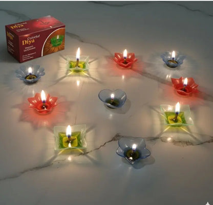 3D Colorful Reflection Diyas (Pack of 10)