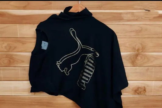 Premium Puma Black Cotton Crewneck Lifestyle T-shirt