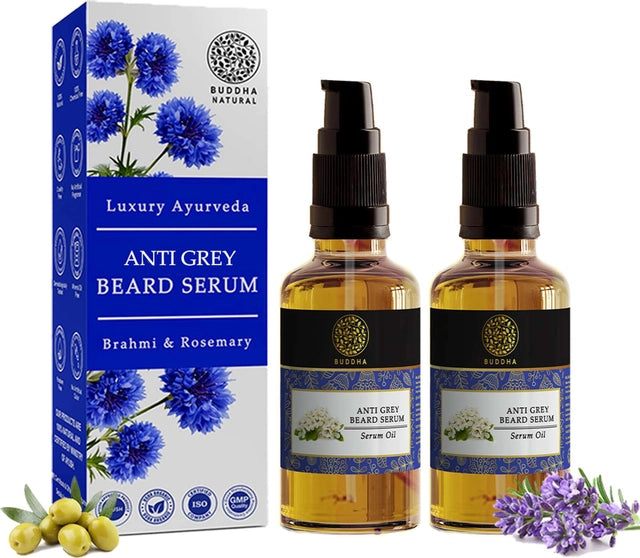 Buddha Natural Grey Beard Serum Oil - 100% Natural Herbal Beard Color  Pack of 2