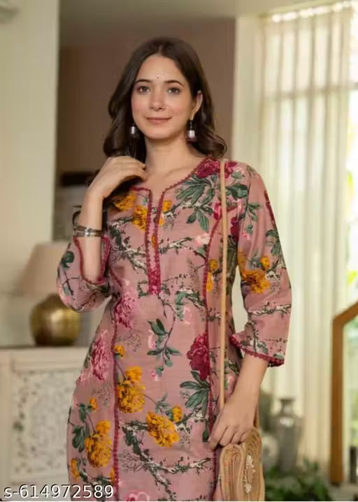 Buy Rose Floral Print Kurti with Lace Detailing