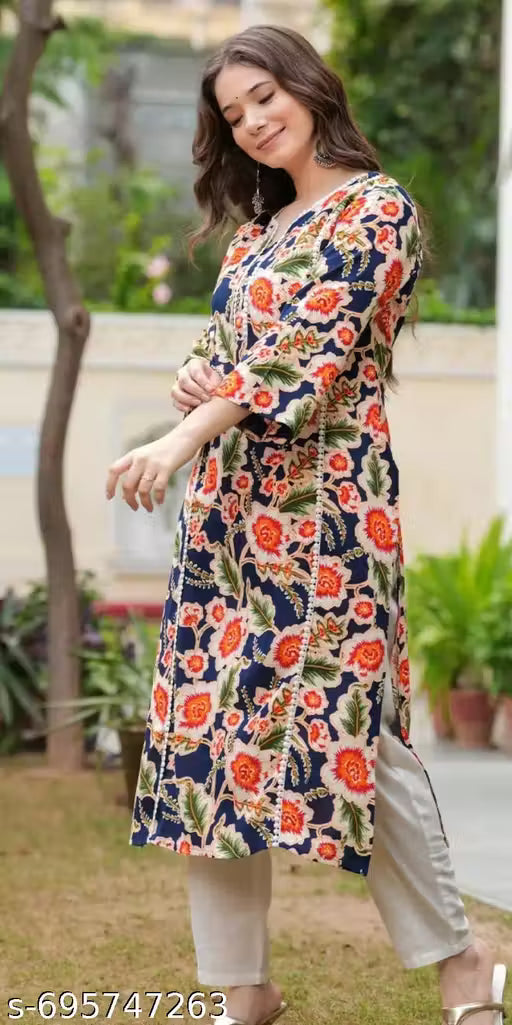 Buy Blue Straight Kurtis Online at Best Prices