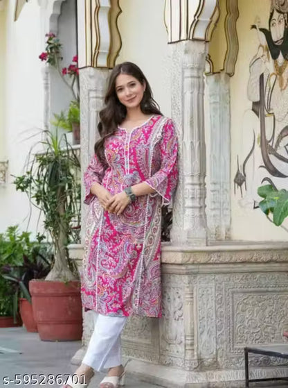 Buy Women’s Less Kurti with Lace Detailing